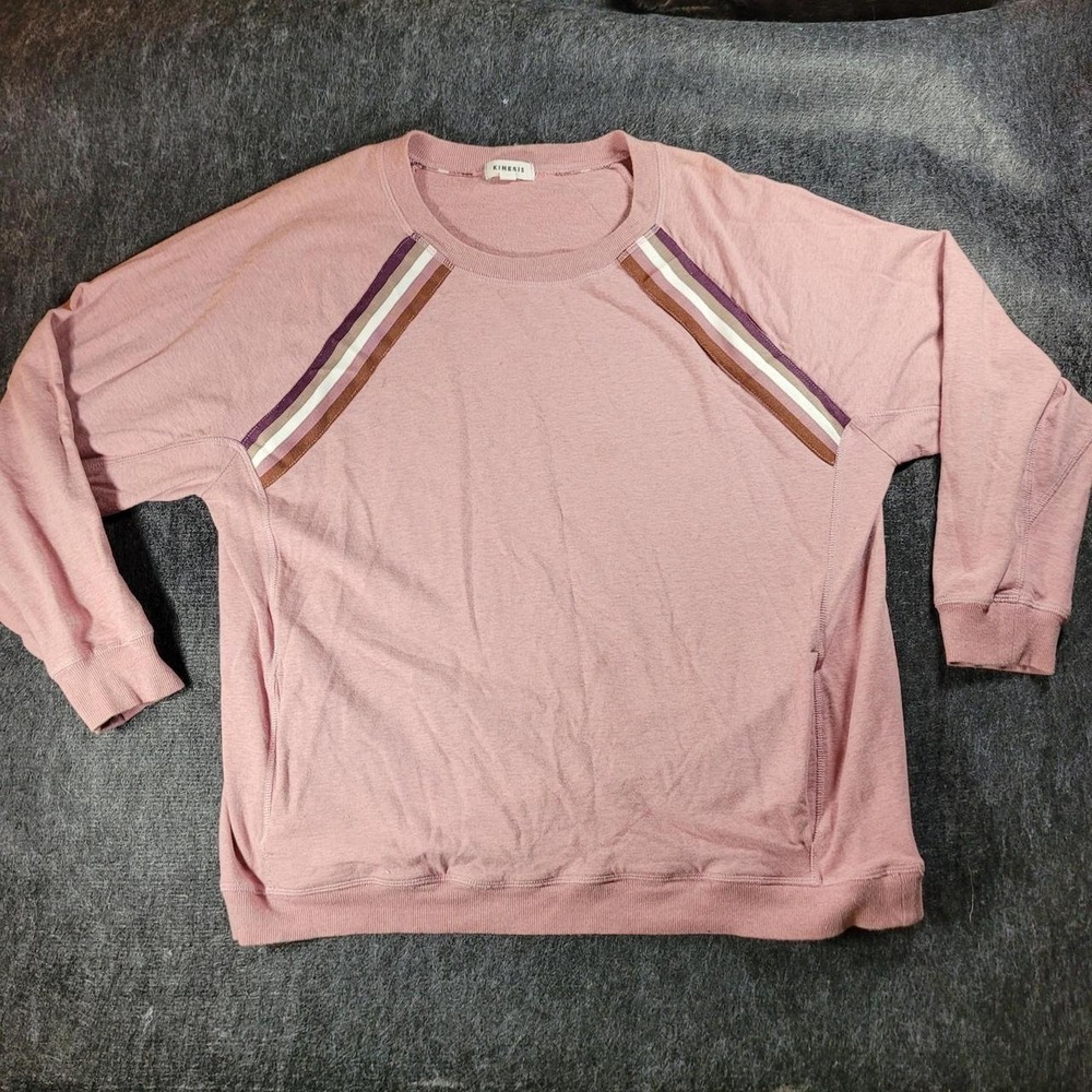 Kinesis Pink Striped Raglan Sleeve Sweatshirt Womens XL Athletic Crewneck Top